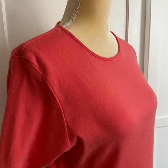 Solid Coral Top 100% Cotton Size L - Picture 2 of 6